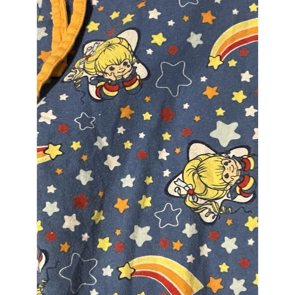 Rainbow Brite Girls Pajama Pants Blue Stars Rainbows 100% Cotton Medium AOP